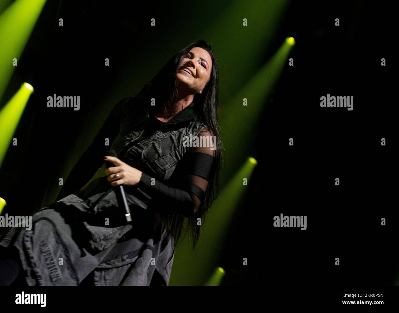 Amy Lee of Evanescence live in concert at Birmingham Utilita Arena, Worlds Collide Tour, 15th November 2022 Stock Photo