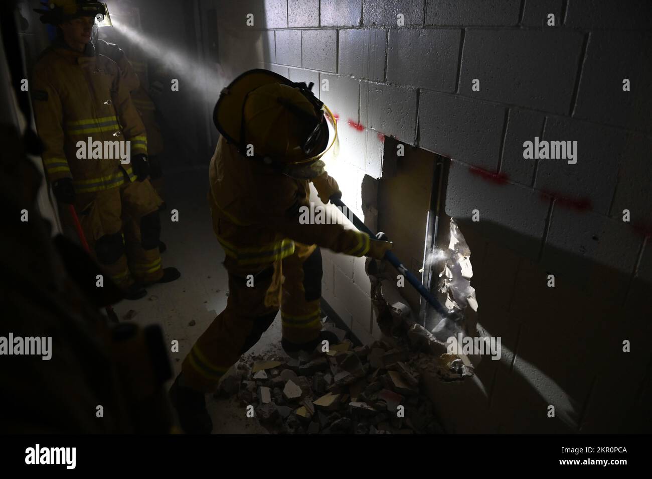 U.S. Air Force fire protection specialists with the 115th Civil