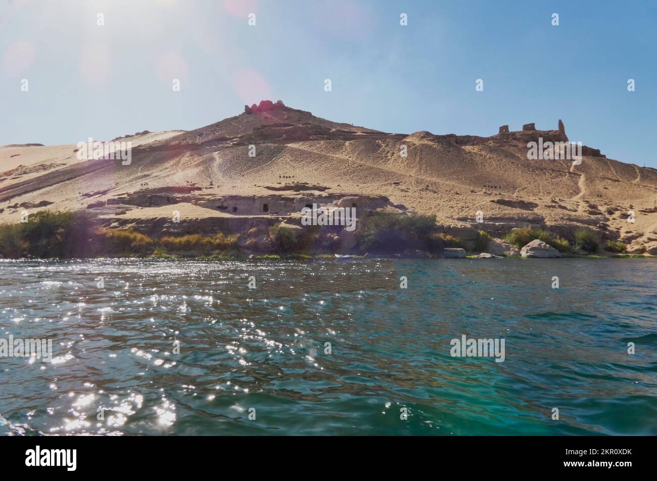 landscapes of the nile river from a cruise Stock Photo
