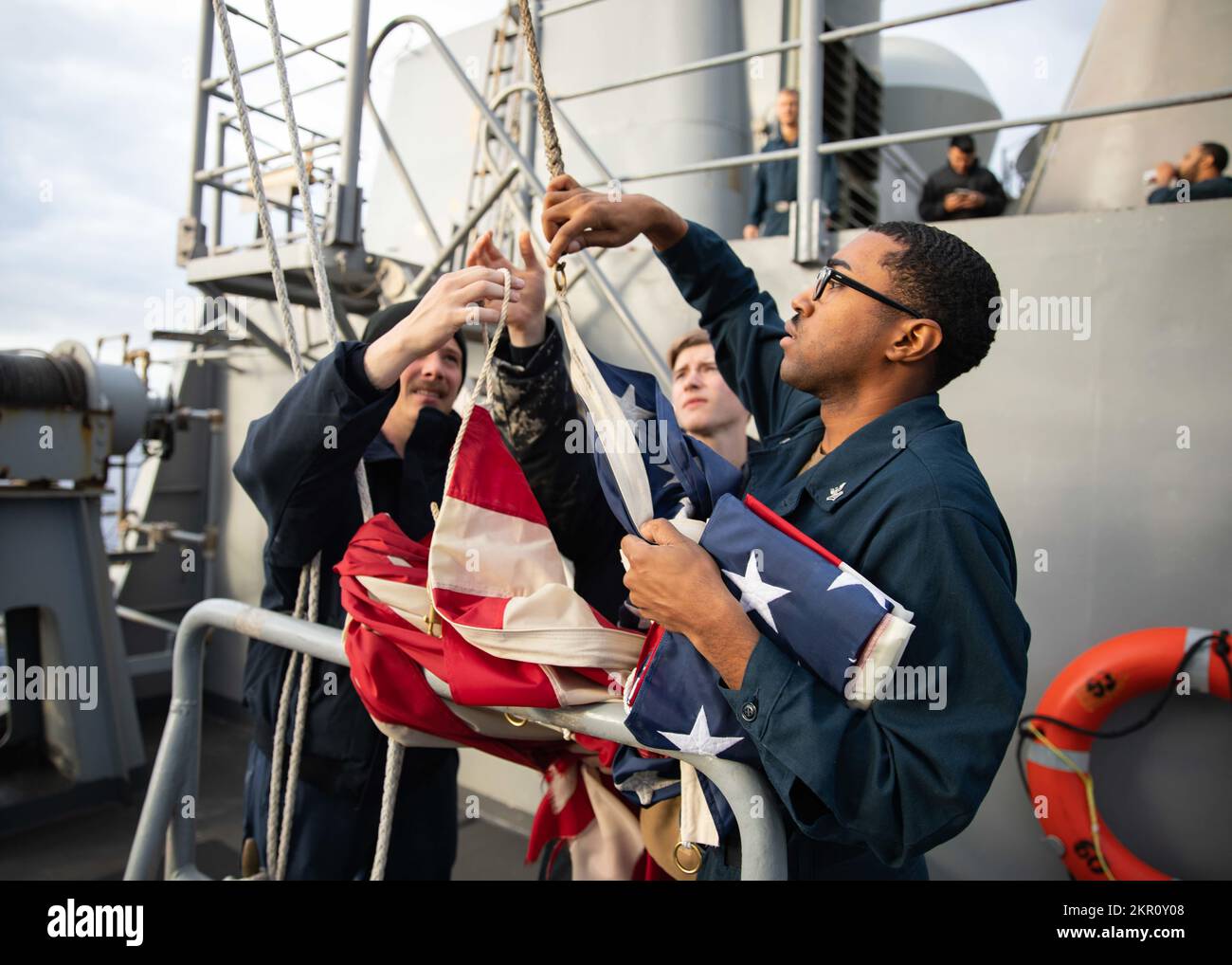 Quartermaster 2nd Class Khalil Hankcock (right), Fire Controlman 3rd