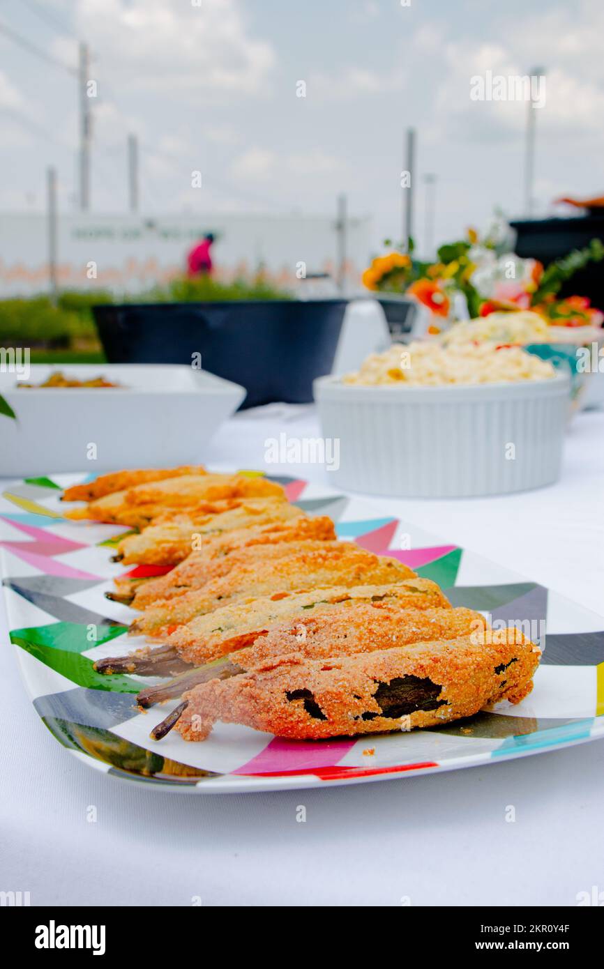 Sunday BBQ Crispy Fried Okra Stock Photo Alamy