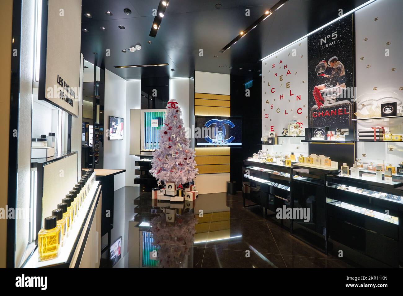 HONG KONG - CIRCA DECEMBER, 2019: interior shot of Chanel store at IFC ...