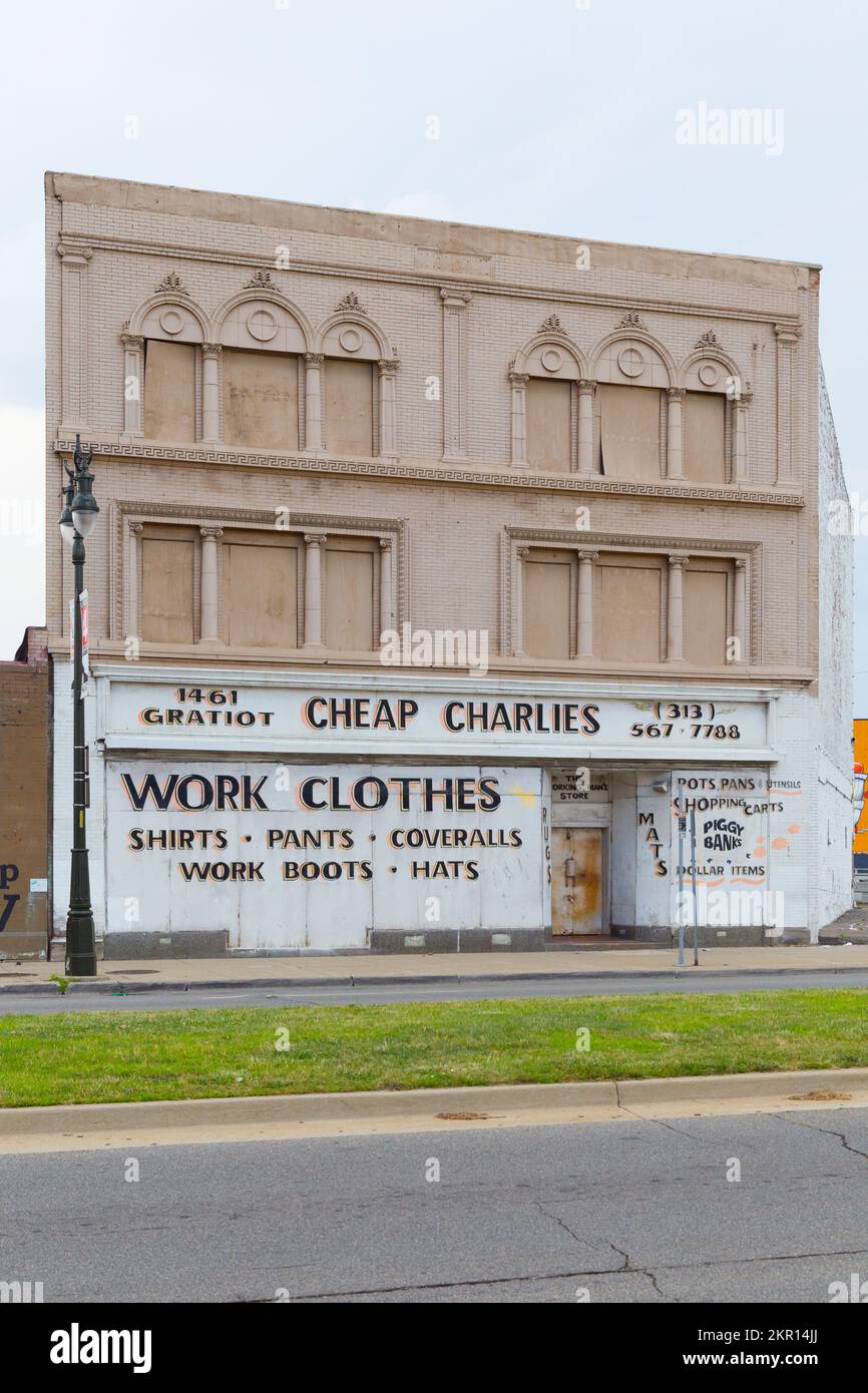 The Cheap Charlie's blue collar workwear store on Gratiot Avenue in