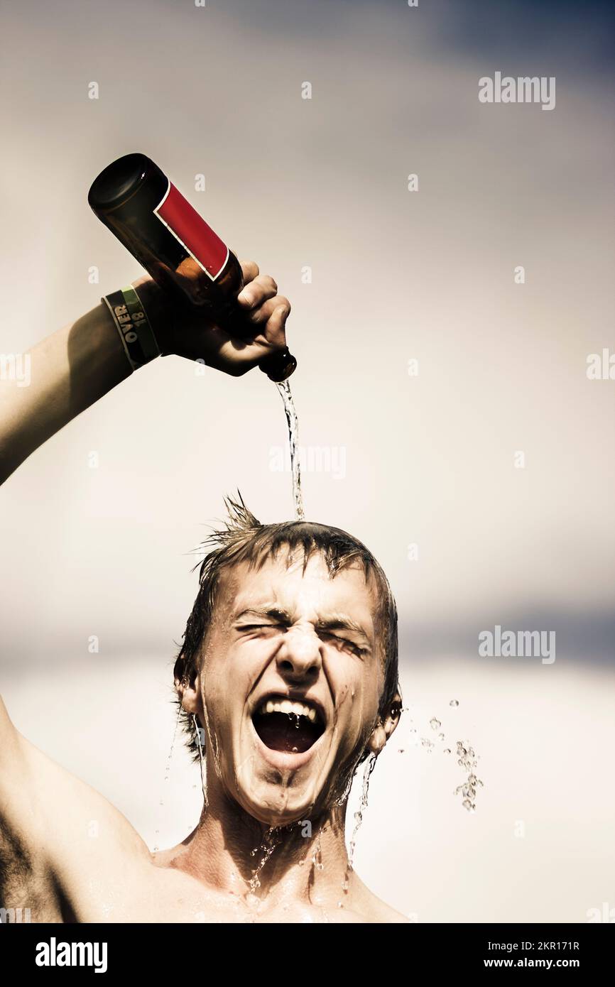 Crazy Irish lifestyle picture of a young man with open mouth smile