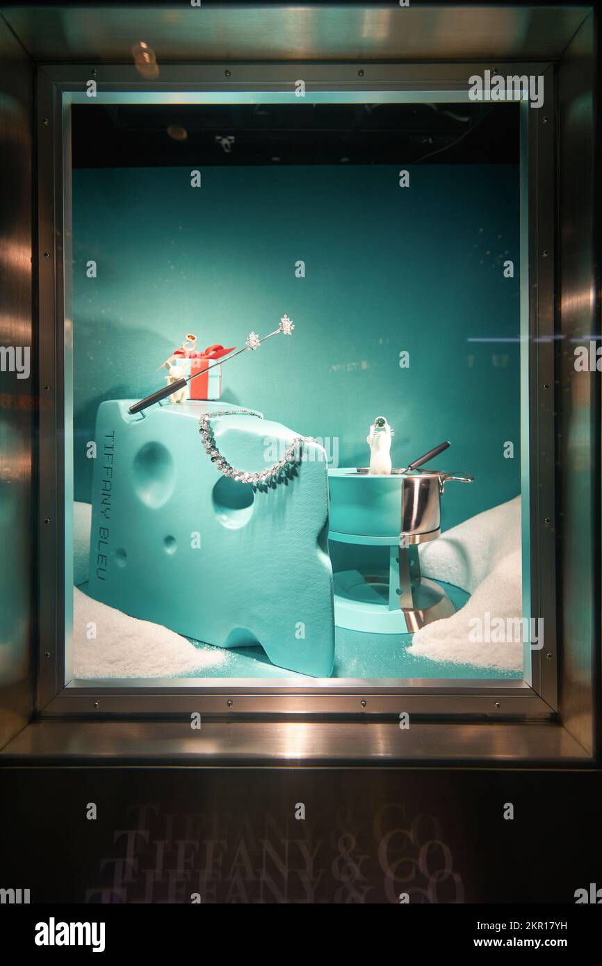 HONG KONG CIRCA DECEMBER, 2019 Tiffany's jewelleries on display at a