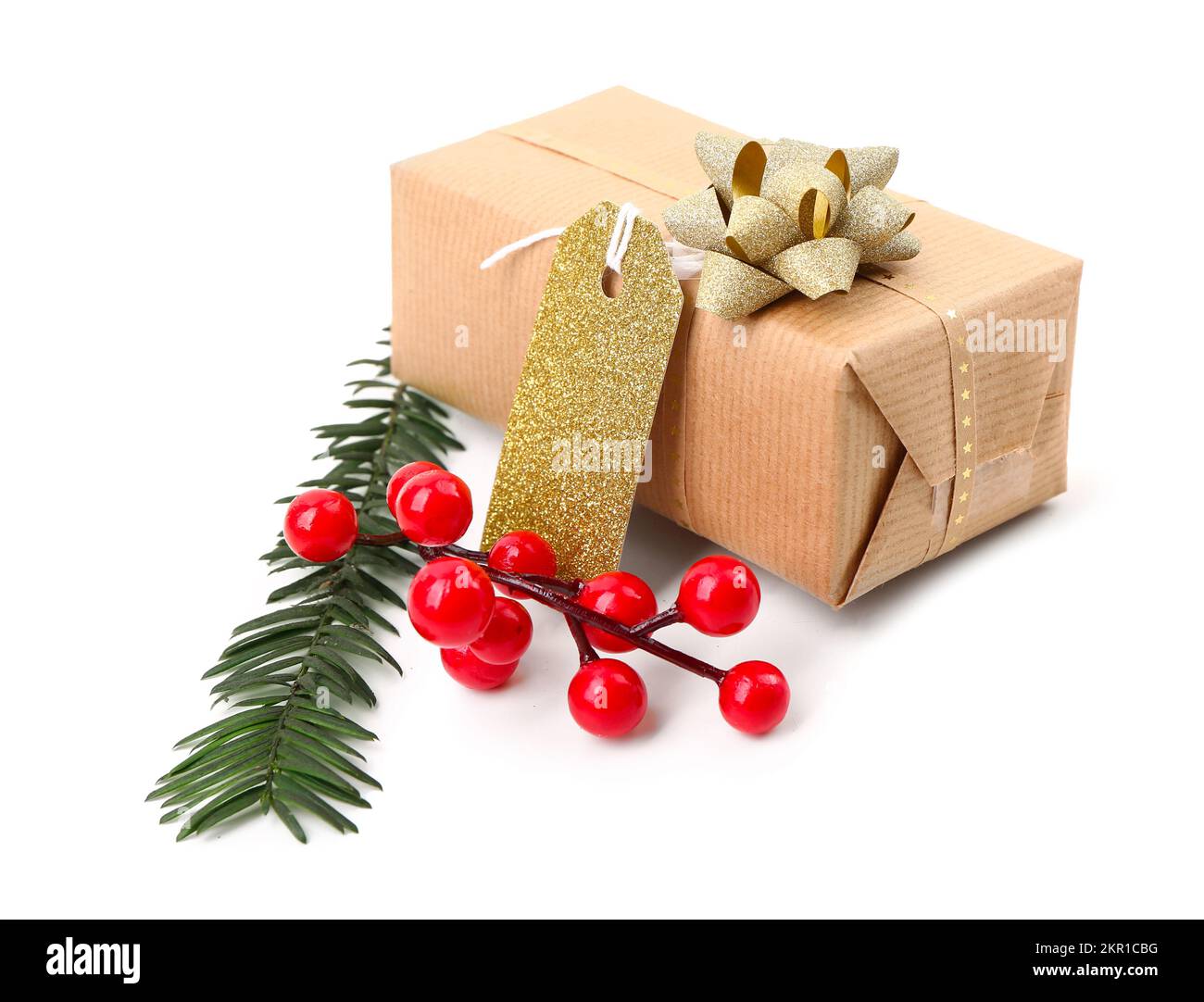 Christmas gift and decor on white background Stock Photo Alamy