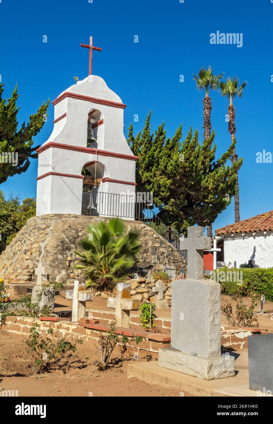 California, San Diego County, Pala, Mission San Antonio de Pala, Bell Tower Stock Photo