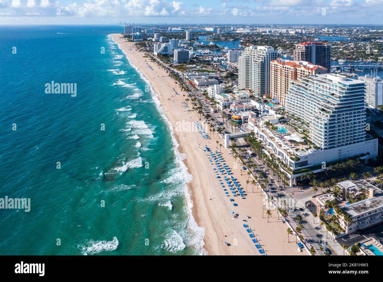 Aerial View  of Fort Lauderdale Beach, Fort Lauderdale, Florida North America, USA Stock Photo