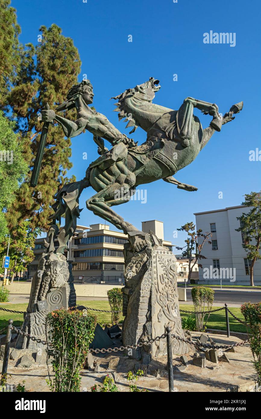 California, Fresno, David of Sassoon, Armenian folk hero, statue by artist Varaz Samuelian Stock Photo