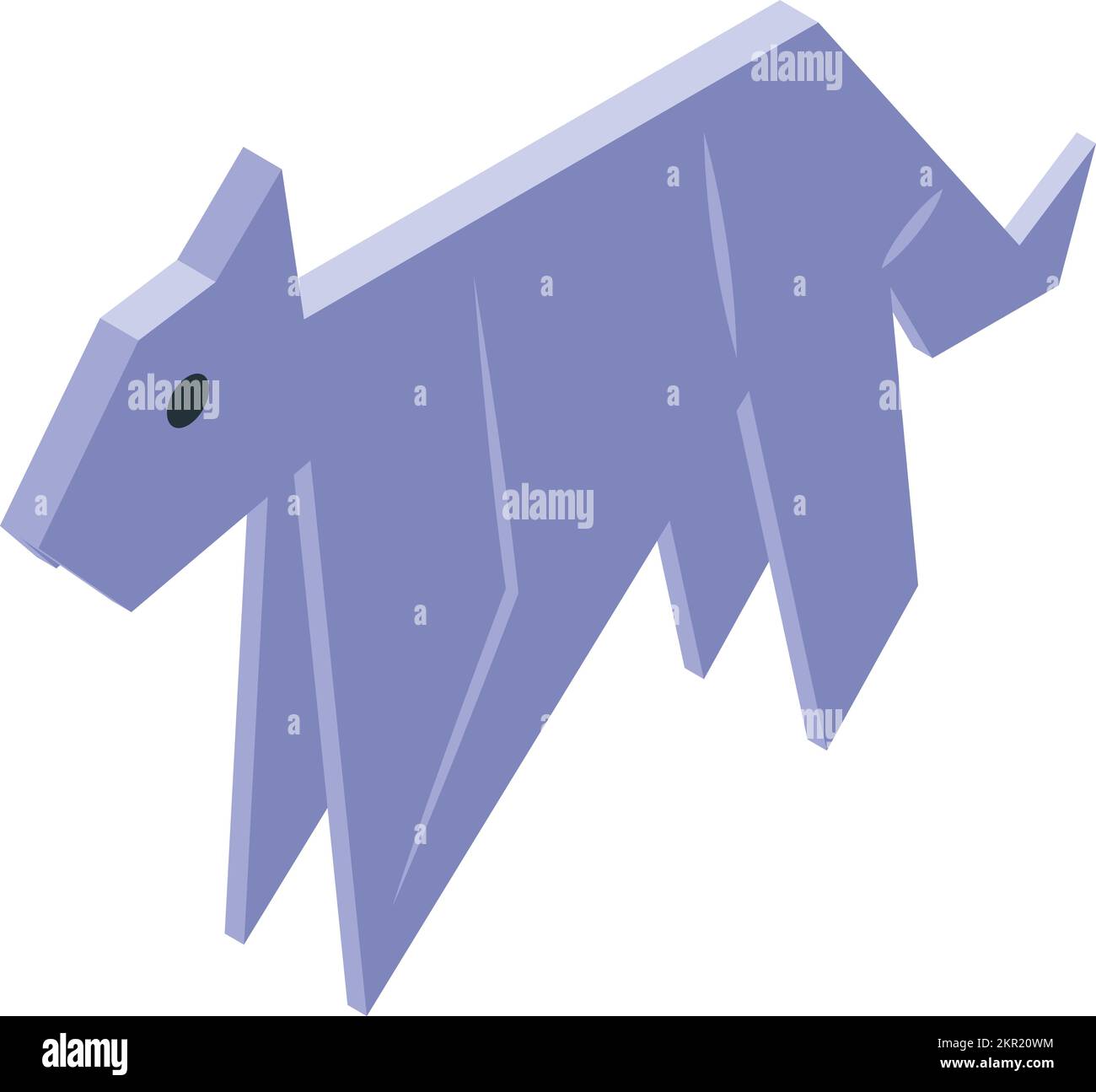 Origami dog icon isometric vector. Paper animal. Folded shape Stock