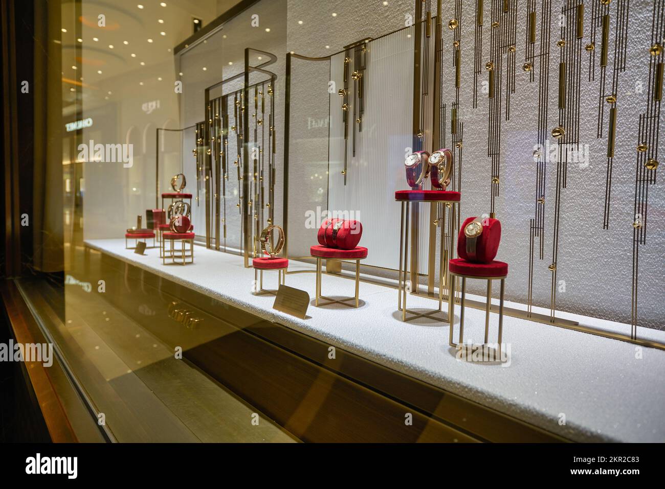 HONG KONG CIRCA DECEMBER, 2019 Cartier watches on display at