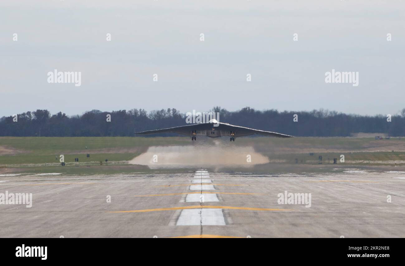 Airmen from the 509th Bomb Wing participate in a B2 Spirit elephant