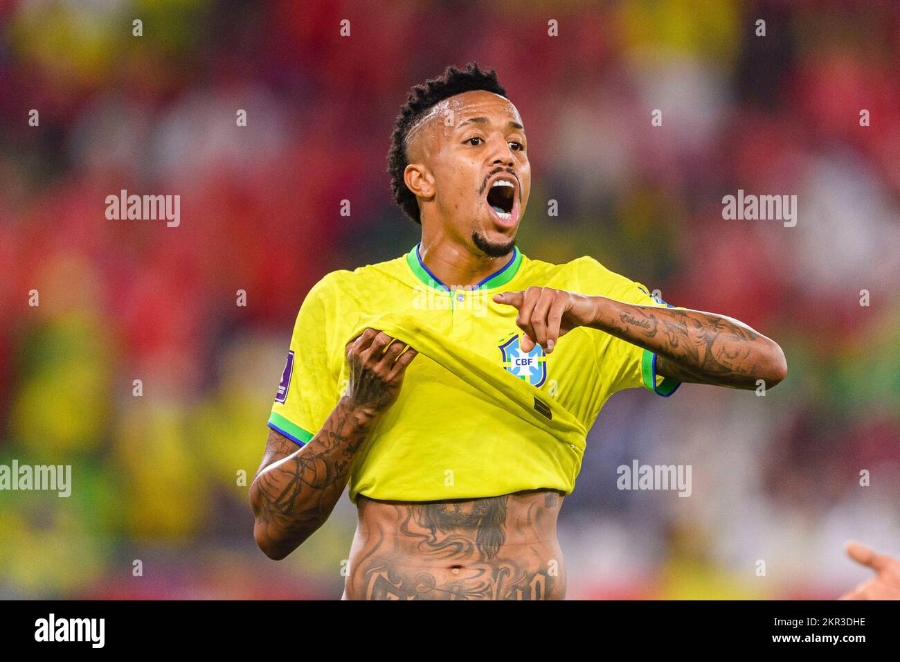 Doha, Qatar. 28th Nov, 2022. Estadio 974 Eder Militao do Brasil during a match between Brazil and Switzerland, valid for the group stage of the World Cup, held at Estadio 974 in Doha, Qatar. (Marcio Machado/SPP) Credit: SPP Sport Press Photo. /Alamy Live News Stock Photo