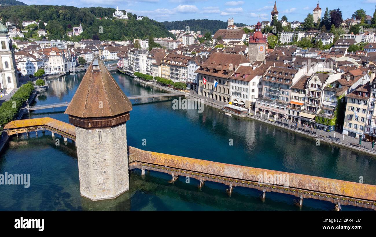 Chapel Bridge or Kapellbrücke, Lucerne, Switzerland Stock Photo