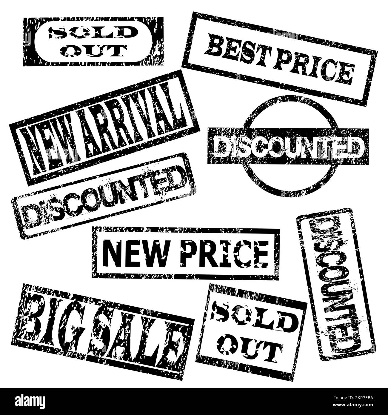 Set of black stamps with sale messages Stock Vector