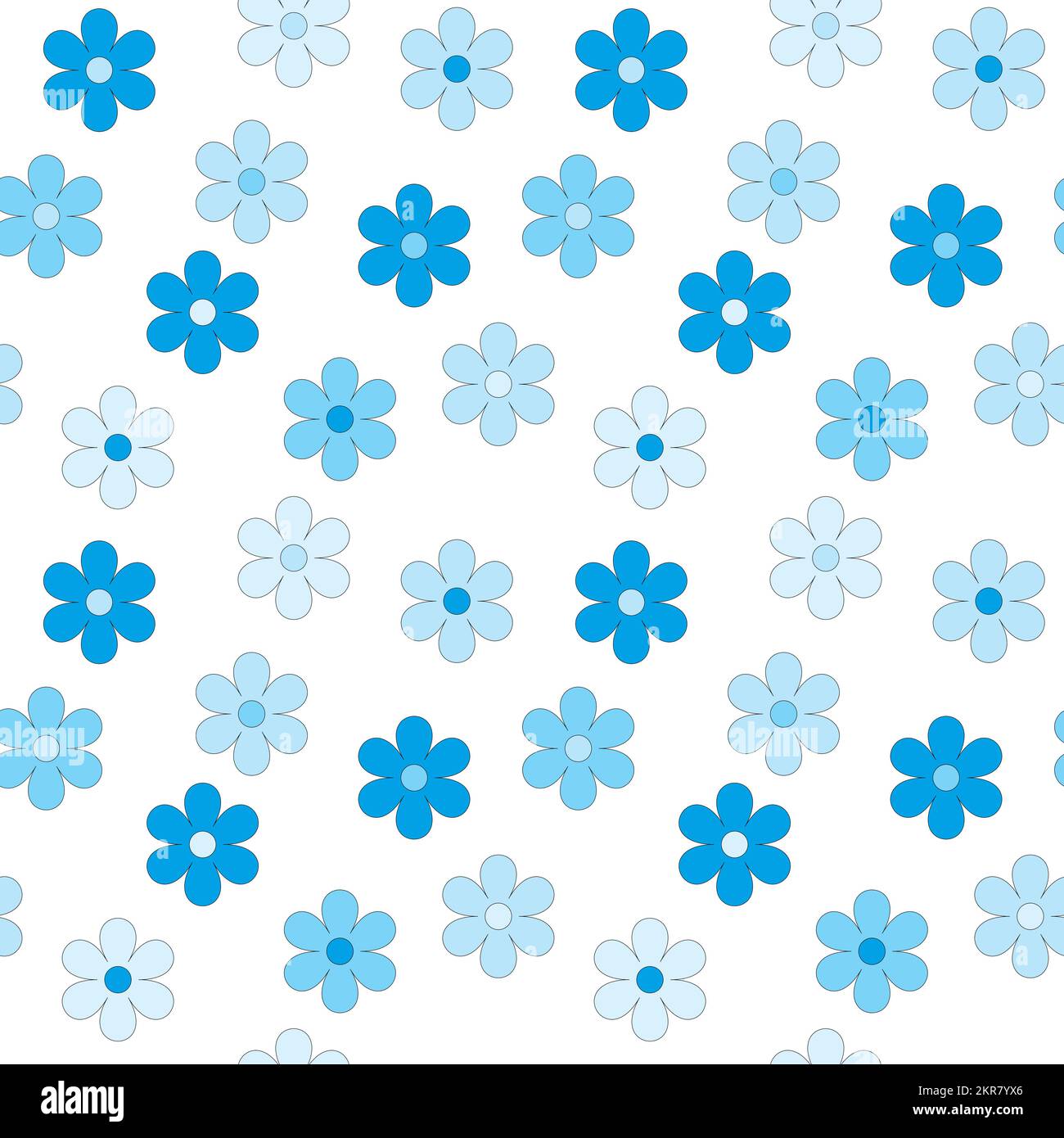 Blue flowers on white background, seamless pattern Stock Vector Image ...