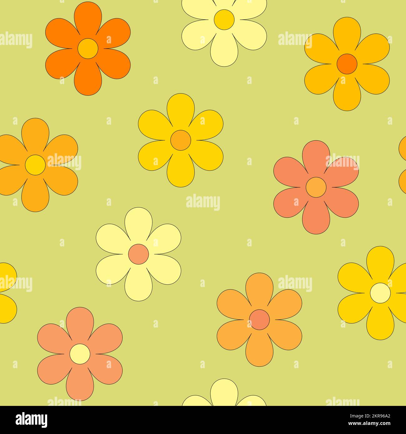Spring seamless background with yellow and orange flowers Stock Vector ...