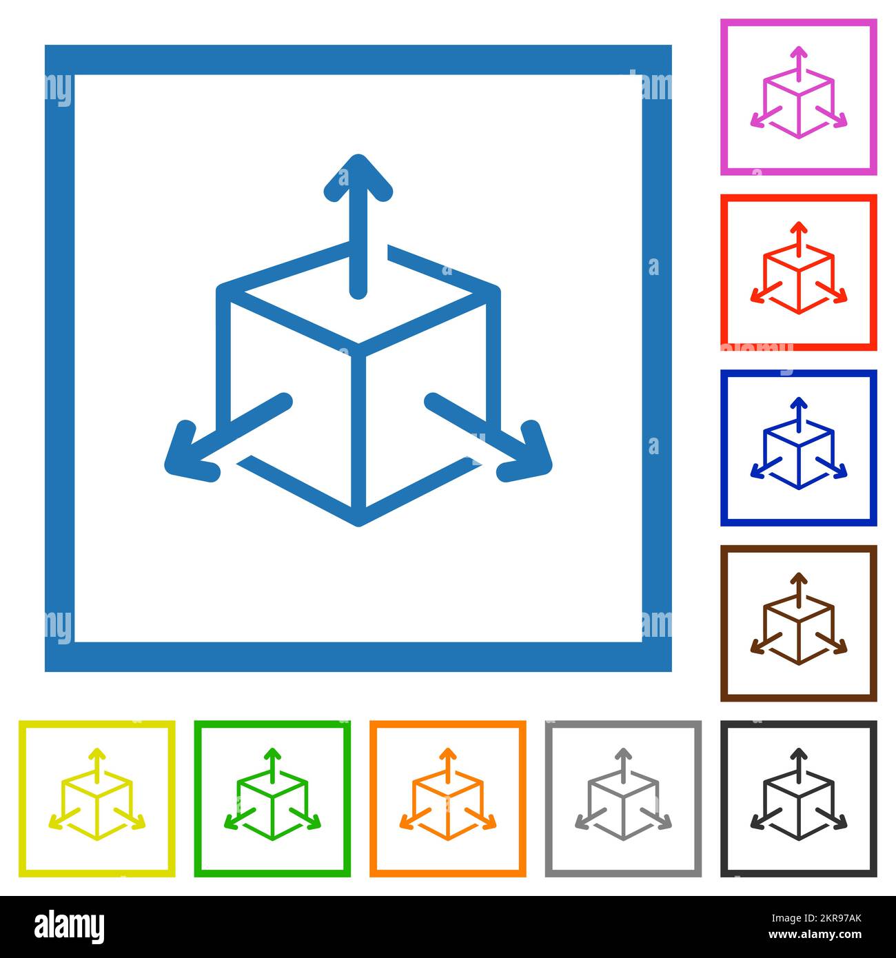 Scalability flat color icons in square frames on white background Stock Vector