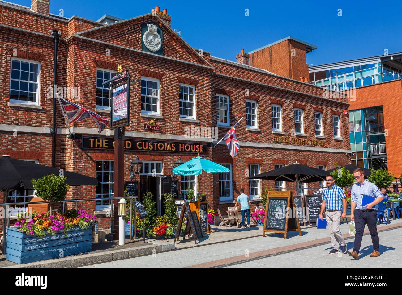 Old Customs House Pub on Gunwharf Quay, Portsmouth Harbour, Hampshire, England, United Kingdom Stock Photo