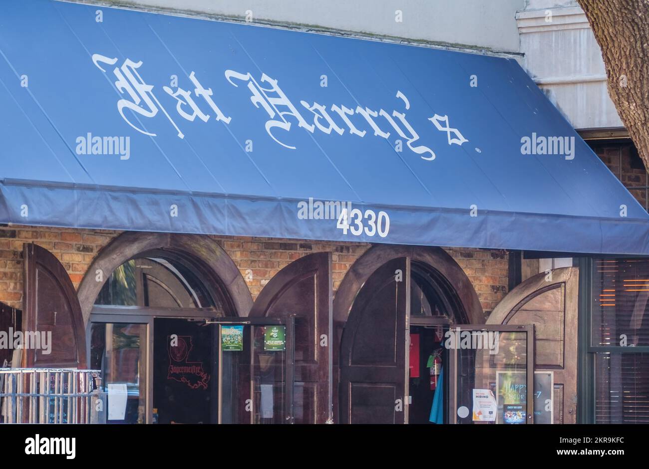 NEW ORLEANS, LA, USA - NOVEMBER 27, 2022: Front of Fat Harry's Bar on St. Charles Avenue Stock Photo