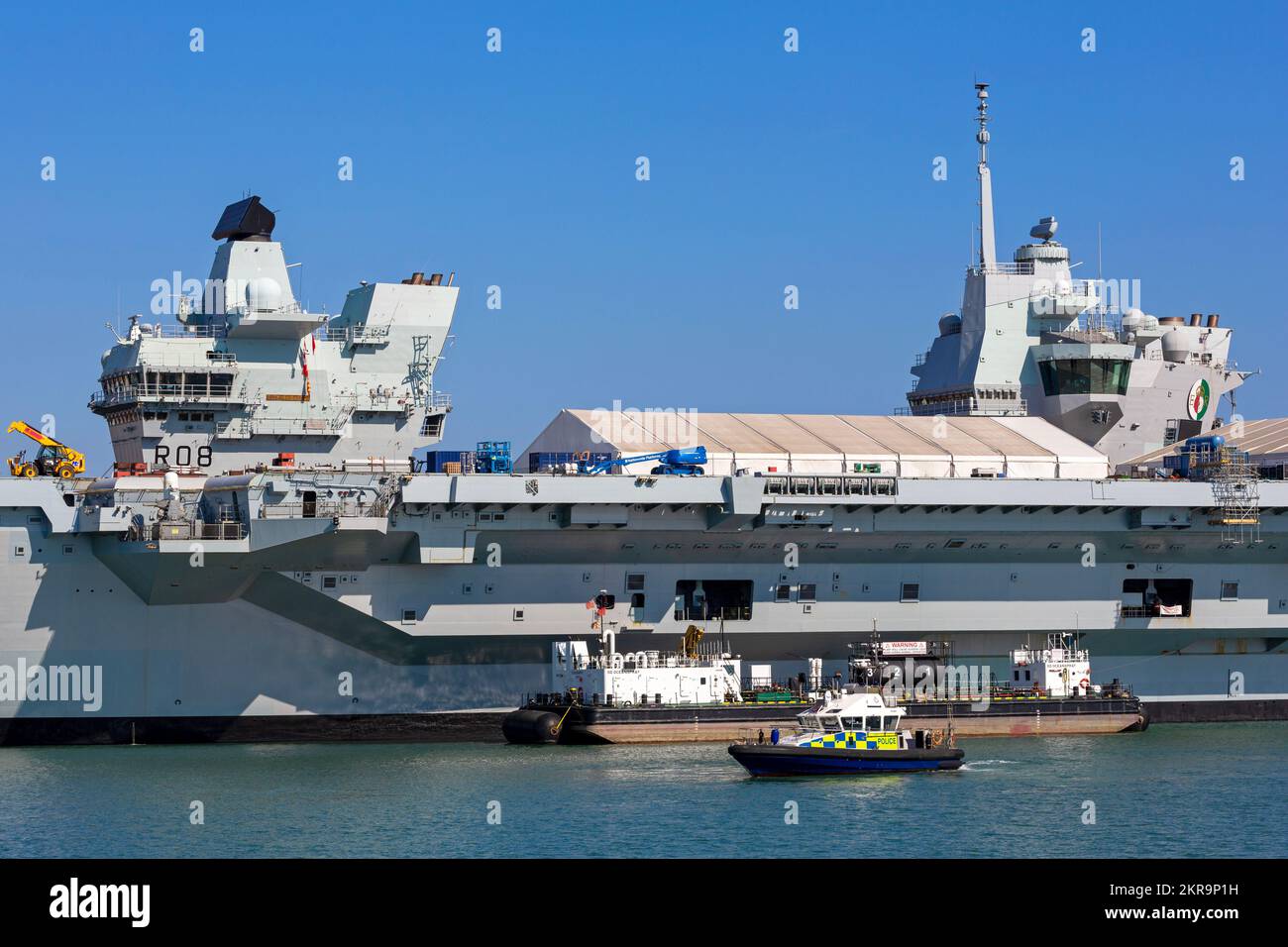 Queen Elizabeth Aircraft Carrier, Royal Navy Base,Portsmouth, Hampshire, England, United Kingdom Stock Photo