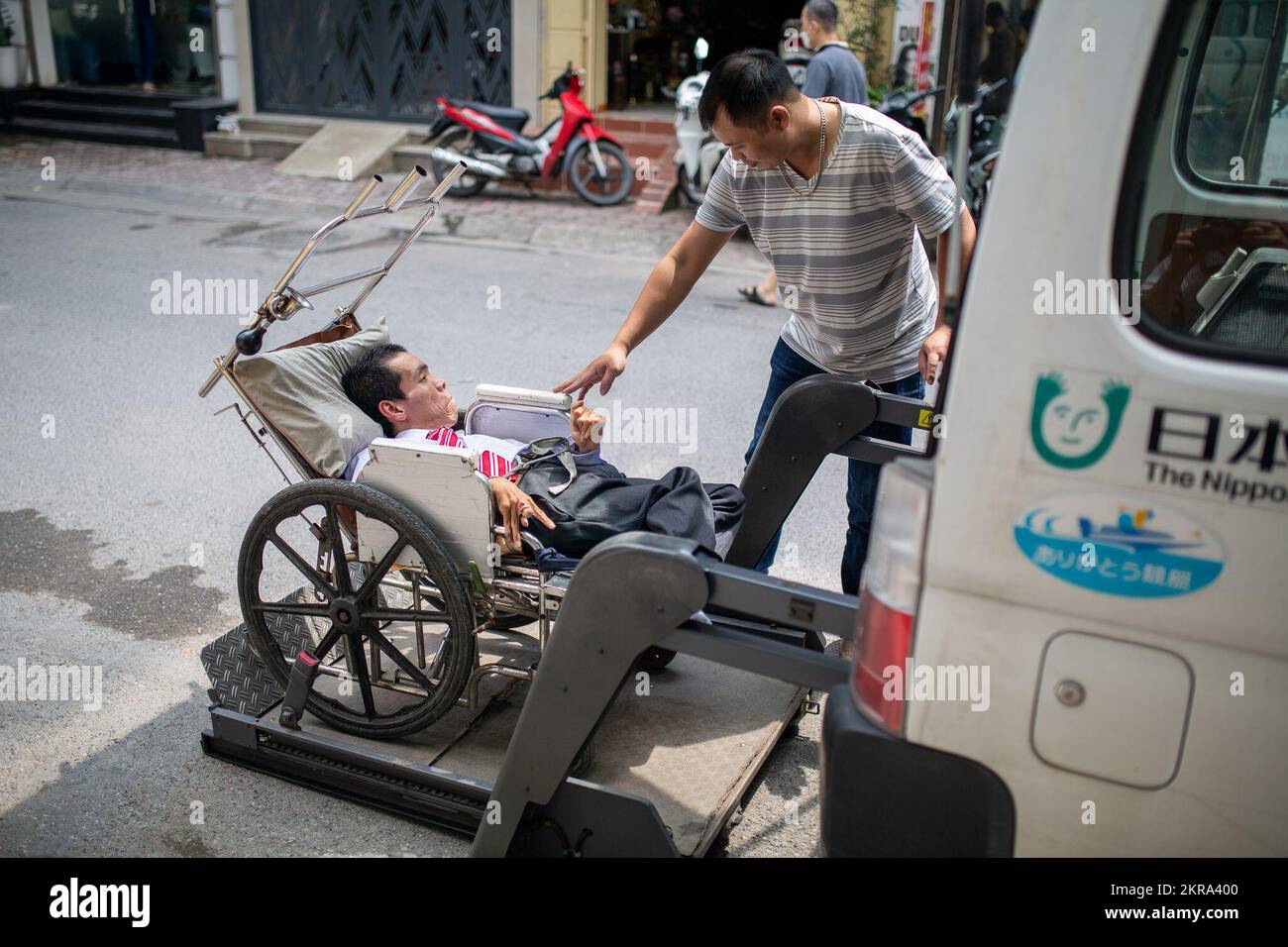 Hanoi, Vietnam. 06th Oct, 2022. Dinh Quoc Tuan has cerebral palsy and