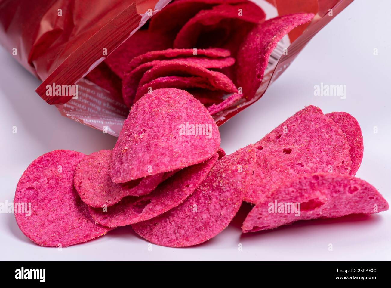 red chips isolate. closeup potato chips Stock Photo Alamy