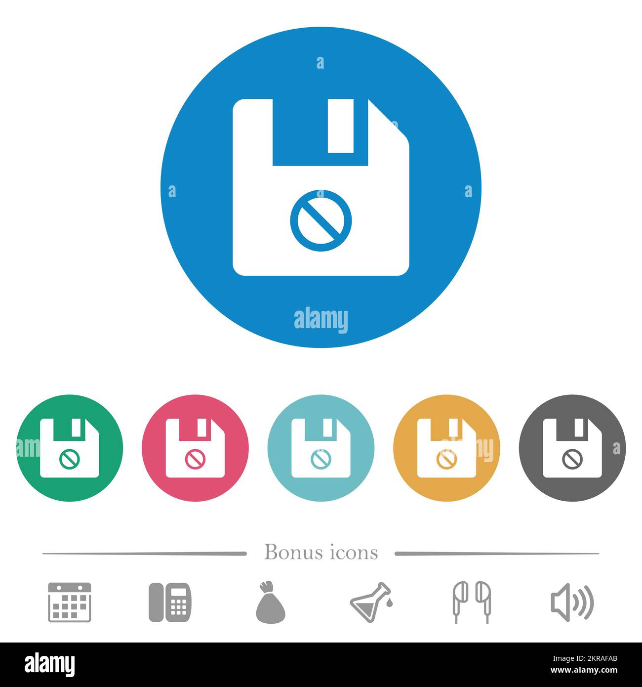Disabled file flat white icons on round color backgrounds. 6 bonus ...