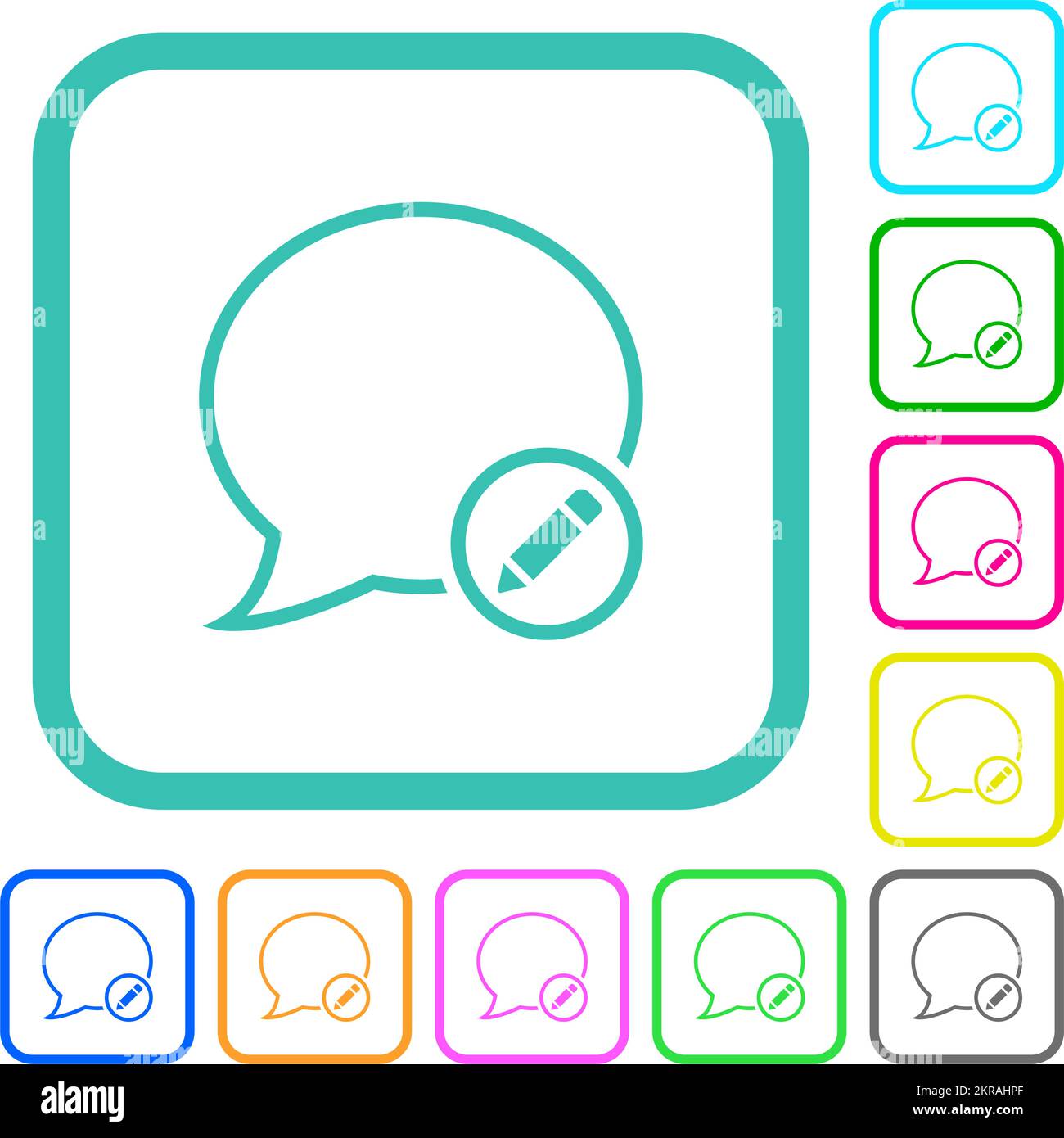 Edit message outline vivid colored flat icons in curved borders on ...