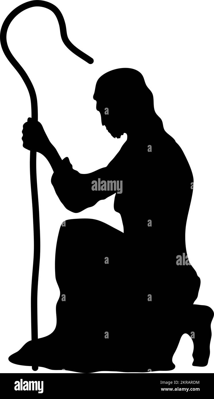 saint joseph manger silhouette style Stock Vector