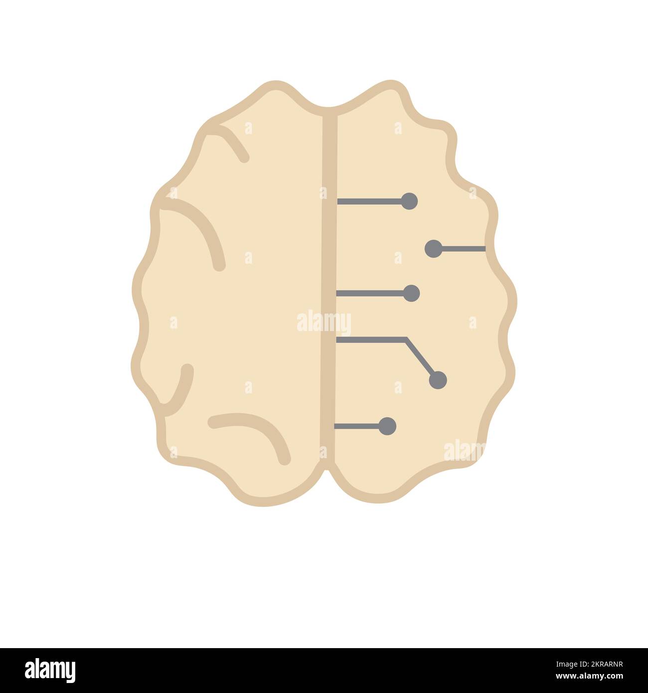 Half of brain with circuits, artificial intelligence concept Stock