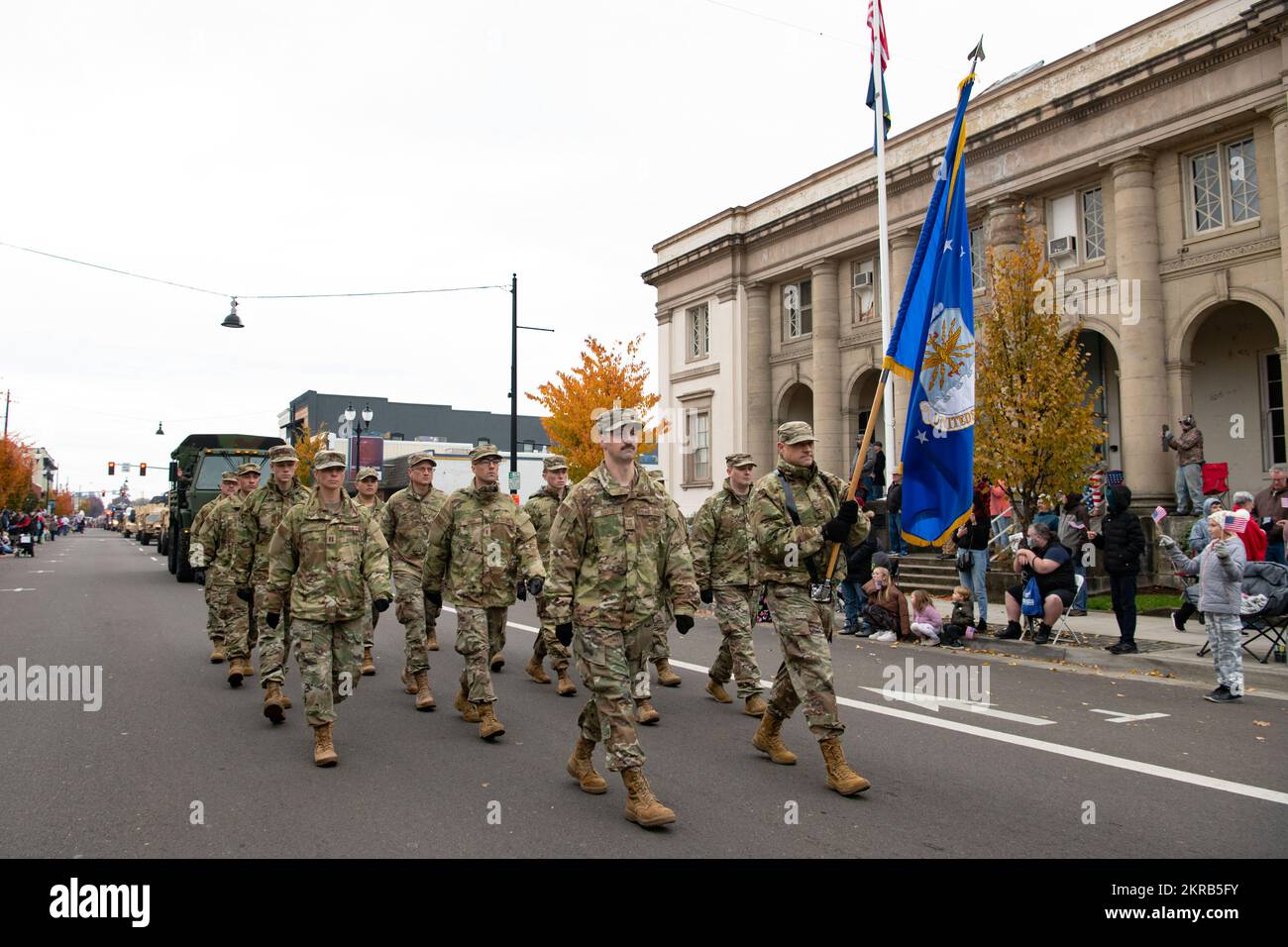 Members of the Oregon Air National Guard march in the 71st Annual Linn