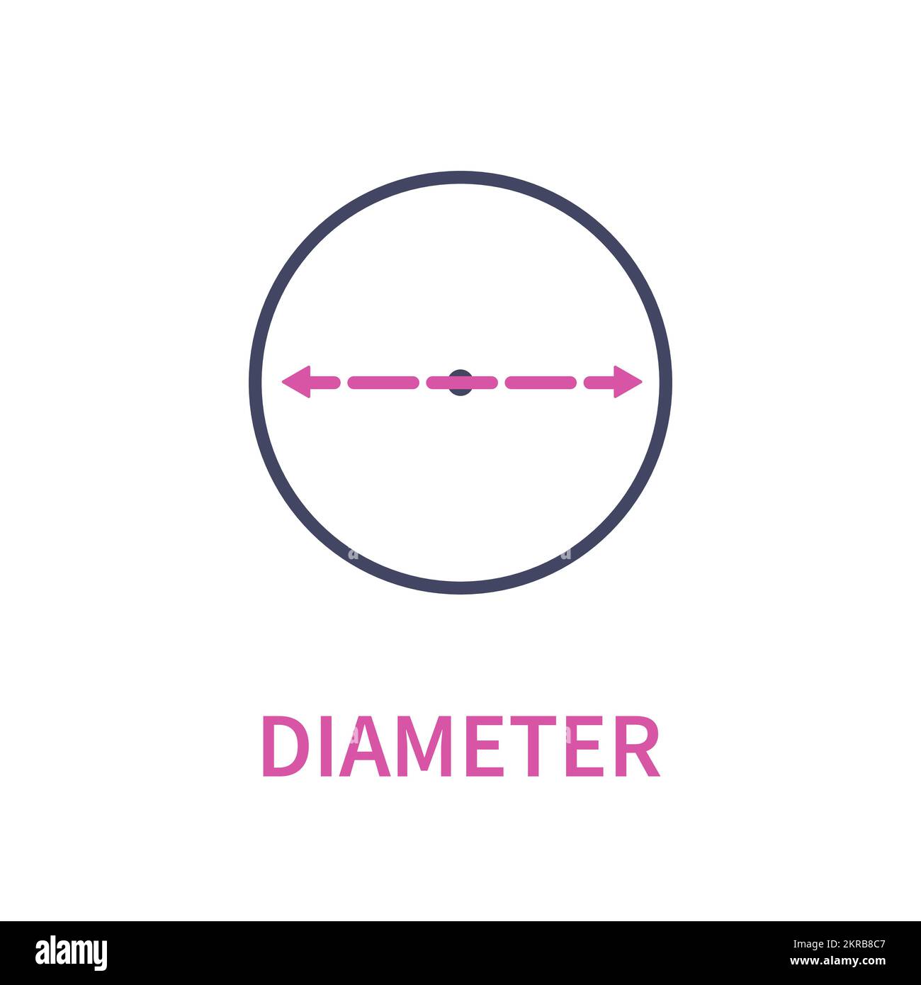 Diameter circle geometric diagram icon Stock Vector