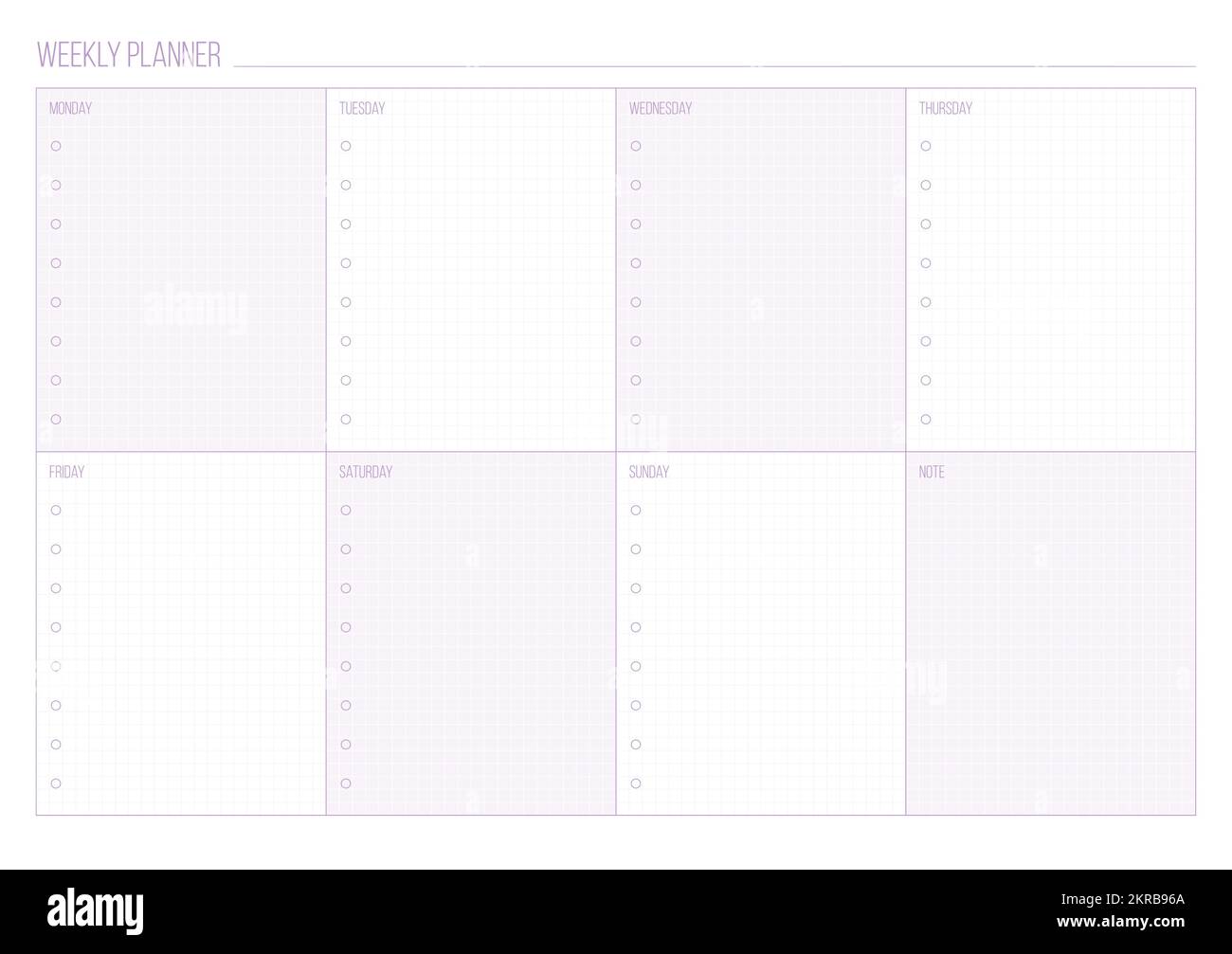 weekly-planner-cute-purple-organizer-template-flat-to-do-task-list-mark-completed-checker-checked-a4-universal-printable-minimal-organizer-background-goal-tracking-schedule-office-school-page-stock-vector-image-art
