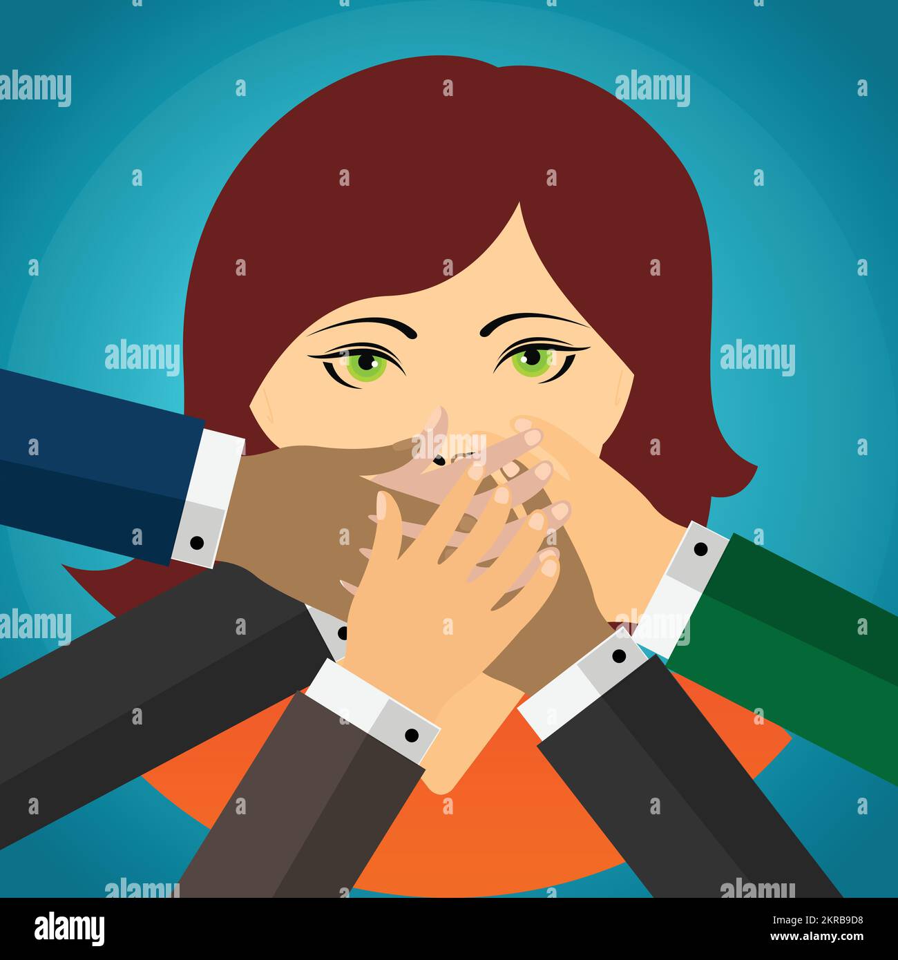 Woman with mouth shut, gender censorship concept Stock Vector