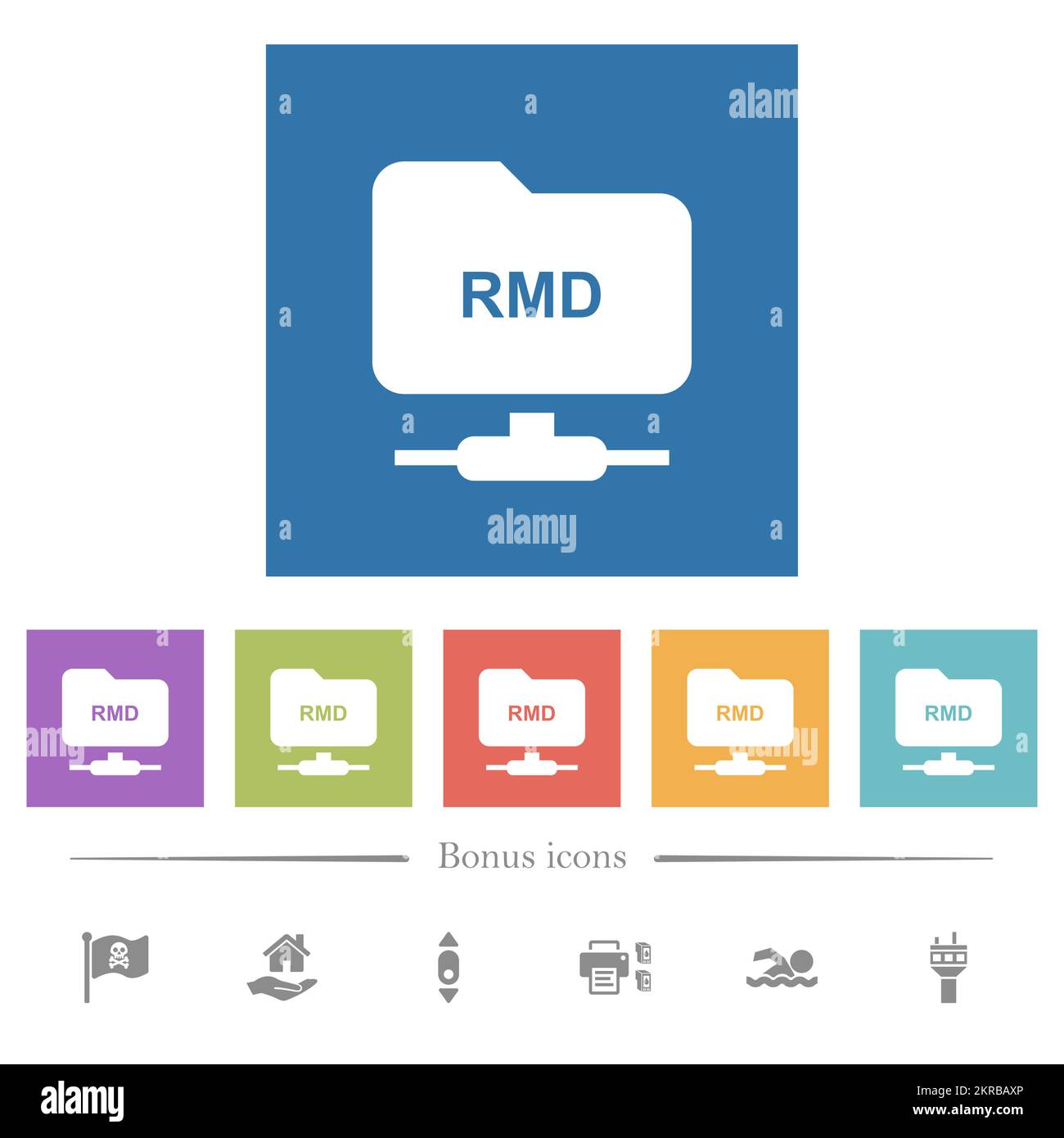 FTP remove directory flat white icons in square backgrounds. 6 bonus ...
