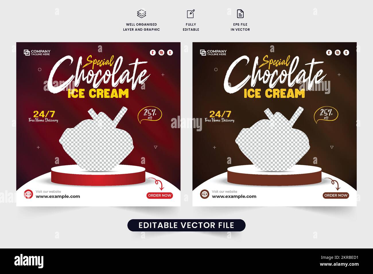 Special chocolate ice cream advertisement web banner design for