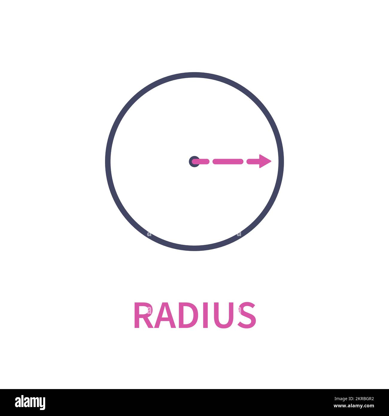 Radius circle geometric diagram icon Stock Vector