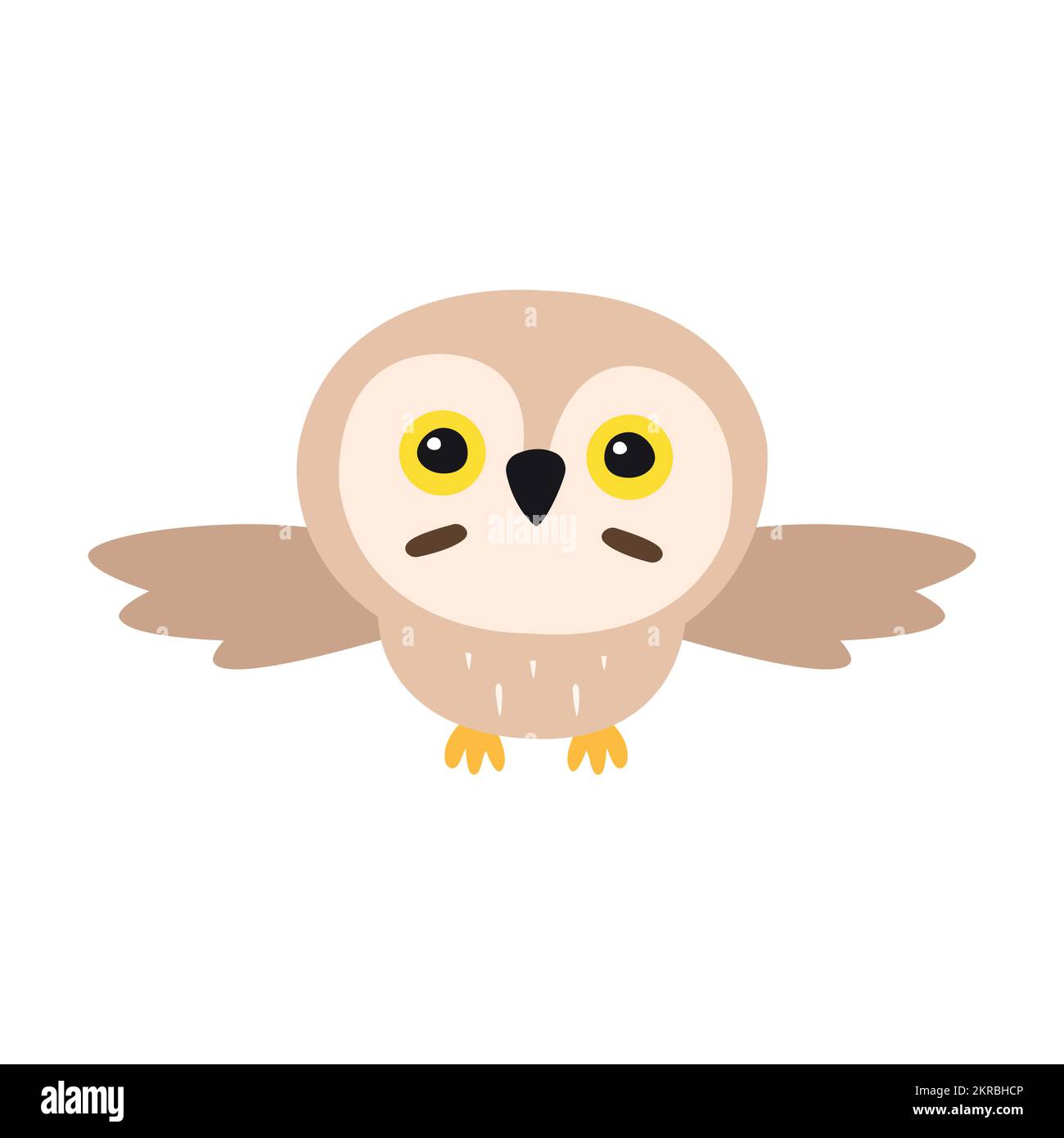 Vector flat cartoon flying owl isolated on white background Stock ...