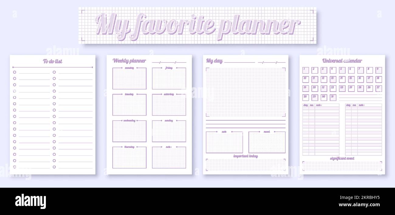Notebook planner, organizer for personal life Stock Vector Image