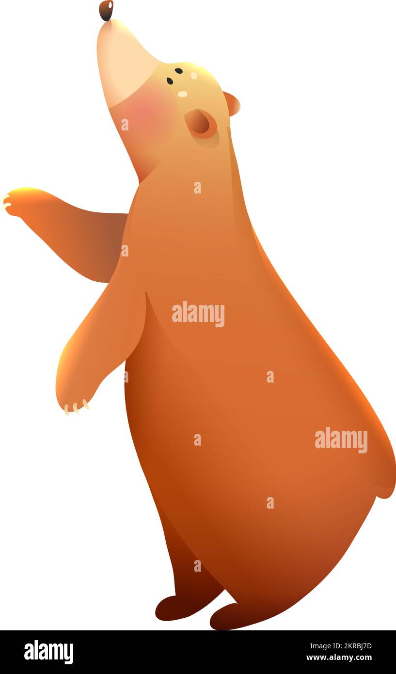 Little Teddy Brown Bear Cub Standing Looking Up Stock Vector Image