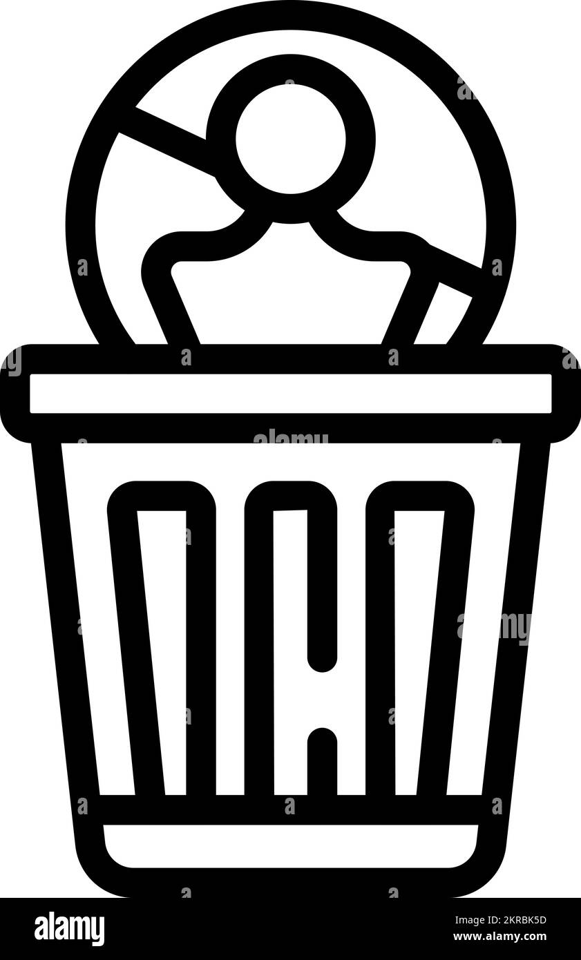 Garbage bin icon outline vector. Social account. Web delete Stock ...