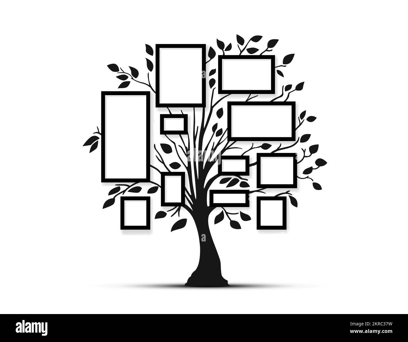 Frame tree family vintage nature print vector illustration stock