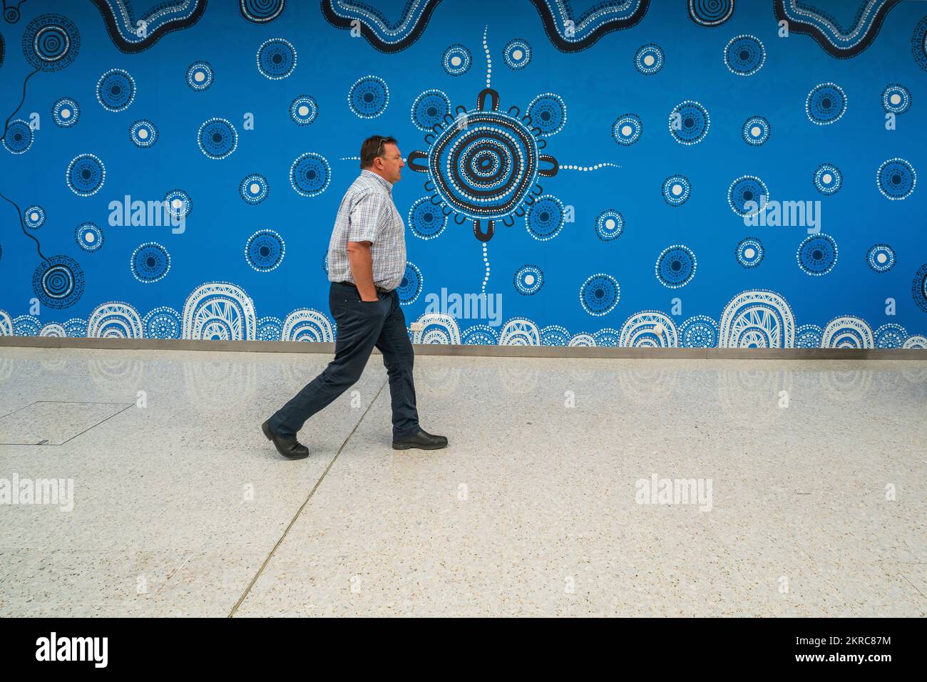 Aboriginal artwork in Westfield Mall, Adelaide, SA, Australia Stock