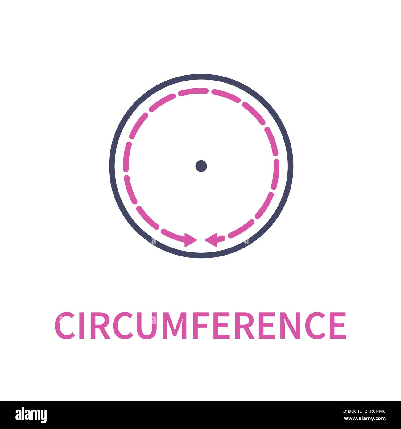 Circumference circle geometric diagram icon Stock Vector