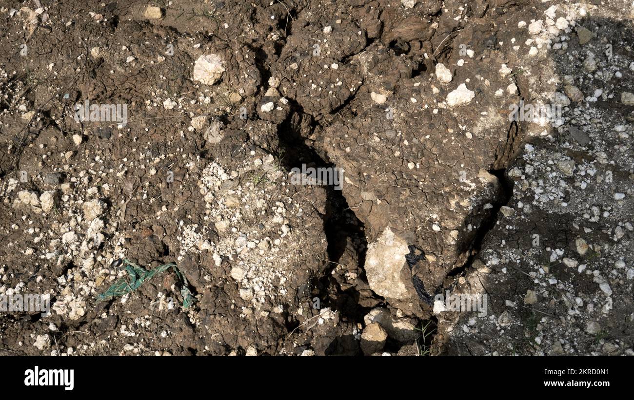 Cracked clay due to extreme heat or earthquakes Stock Photo Alamy