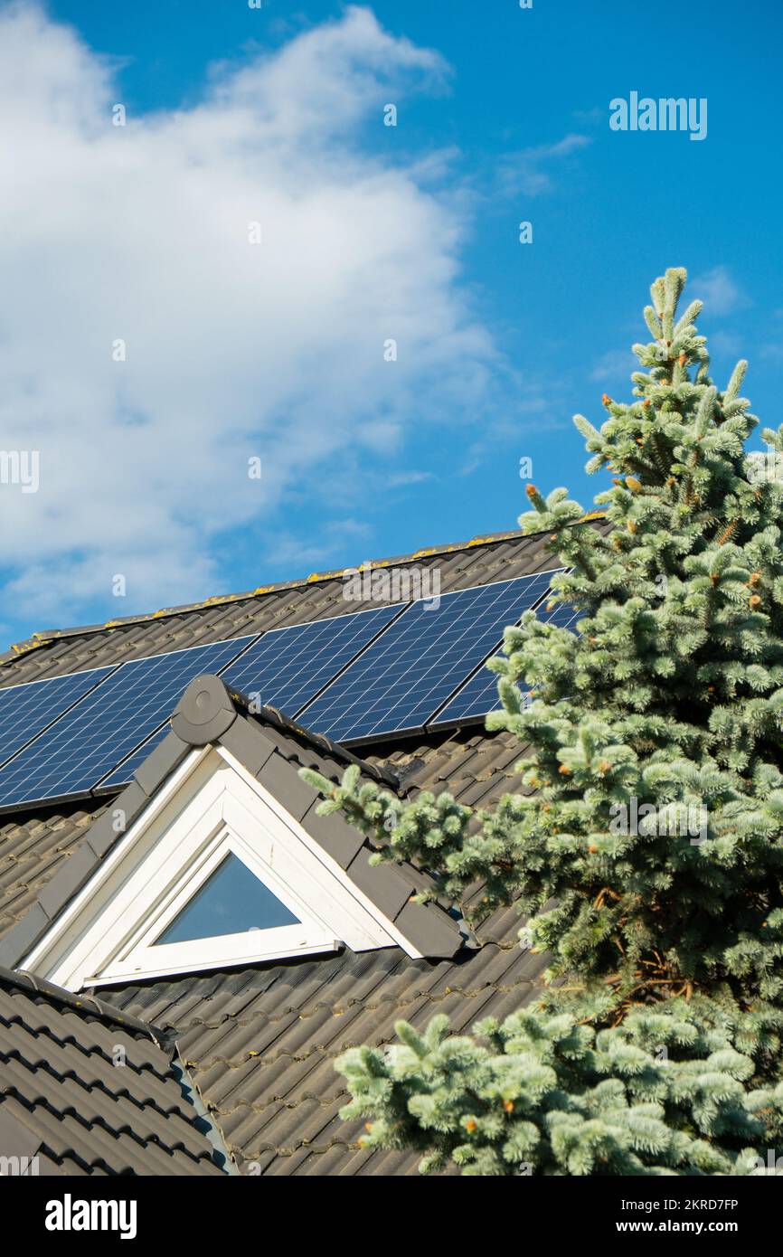 New ecologic house with solar panels Alternative to conventional energy ...