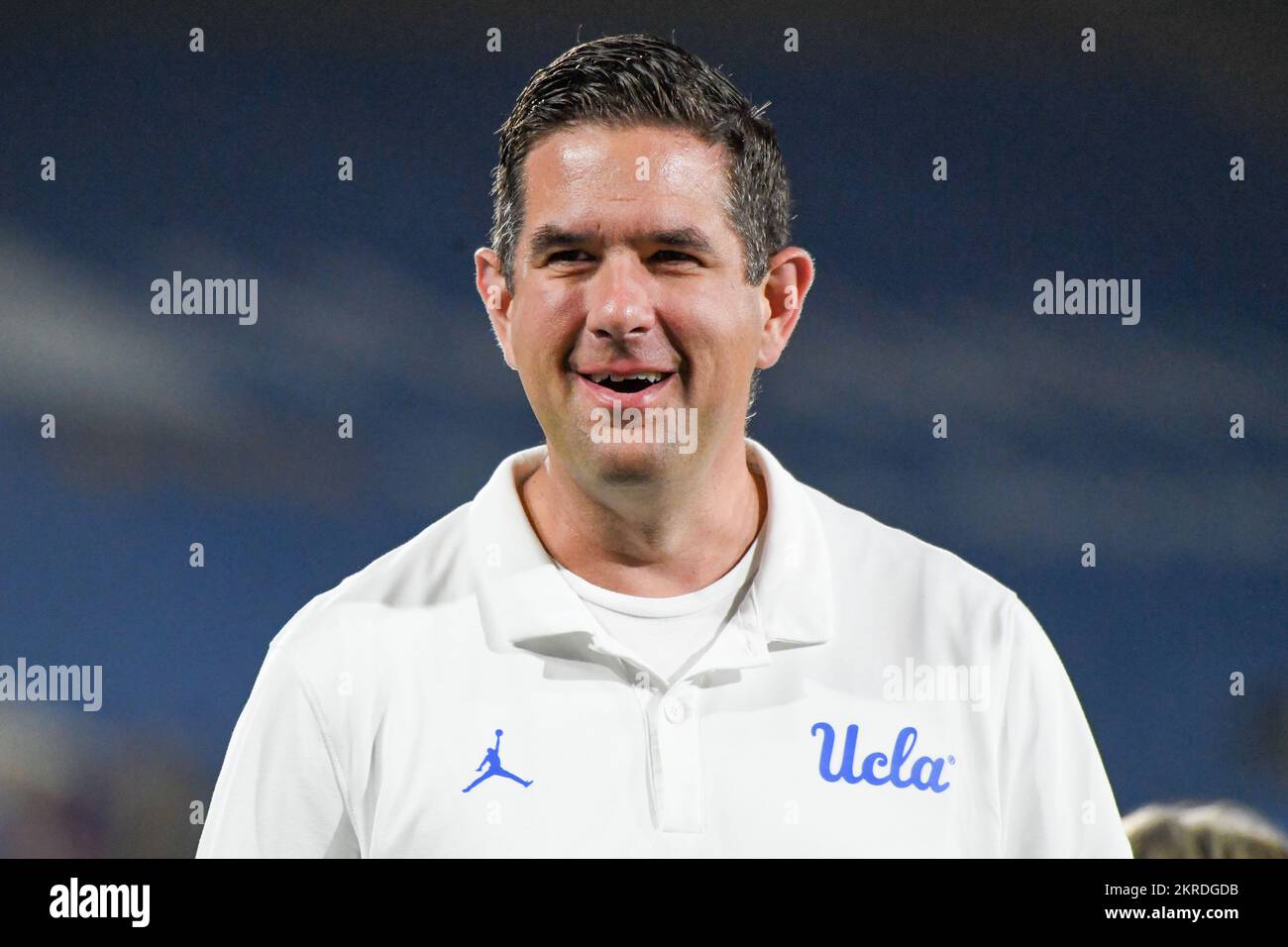 UCLA Senior Associate Athletic Director, Communications Scott Markley on the sidelines during an NCAA football game between the UCLA Bruins and the Wa Stock Photo