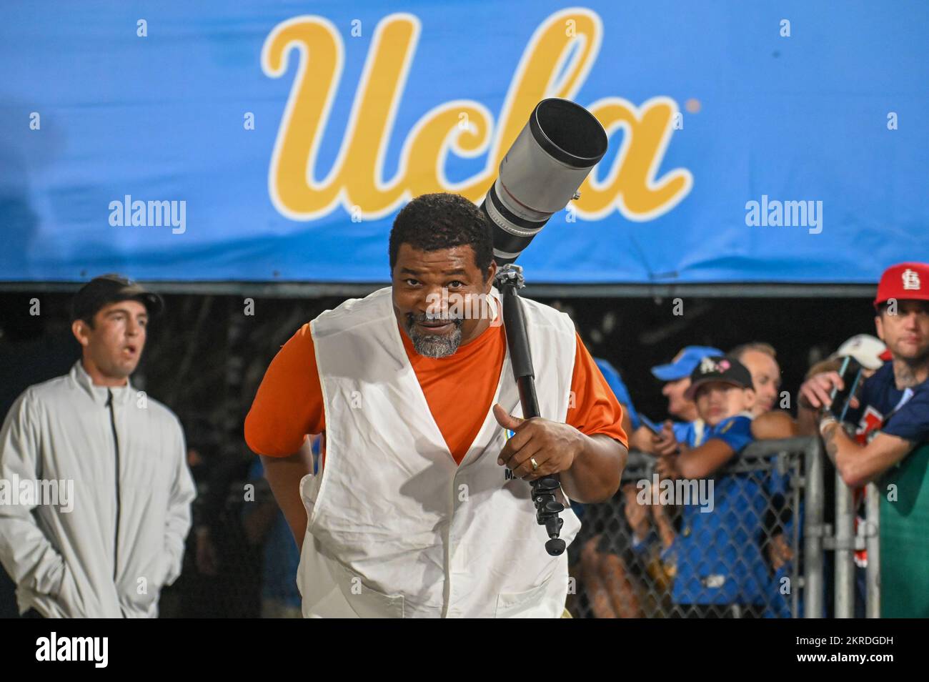 Full Image 360 photographer Jevone Moore enters the field during an NCAA football game between the UCLA Bruins and the Washington Huskies, Friday, Sep Stock Photo