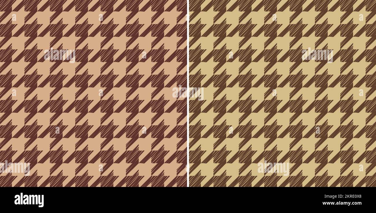 Brown Beige Houndstooth Vector Pattern. Set Of 2 Stock Vector